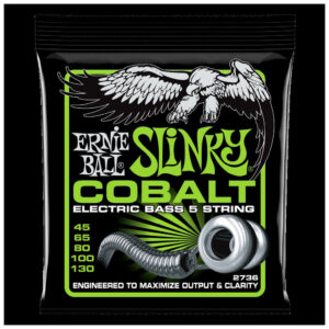 Cuerdas Ernie Ball Regular Slinky Cobalt 5-String para Bajo Eléctrico 45-130 (P02736)
