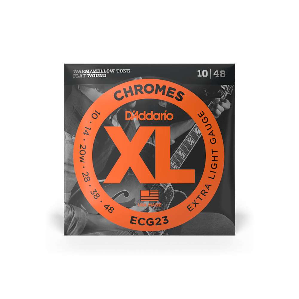 Cuerdas D'Addario XL Chromes Extra Light Flat Wound para Guitarra Eléctrica 10-48 (ECG23)