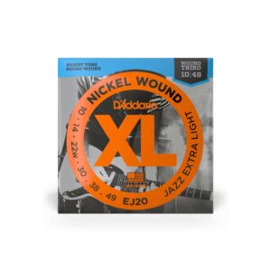 Cuerdas D'Addario XL Nickel Jazz Extra Light Wound Third para Guitarra Eléctrica 10-49 (EJ20)