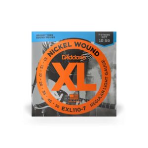 Cuerdas D'Addario XL Nickel Regular Light 7-String para Guitarra Eléctrica 10-59 (EXL110-7)