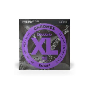 Cuerdas D'Addario XL Chromes Jazz Light Flat Wound para Guitarra Eléctrica 11-50 (ECG24)