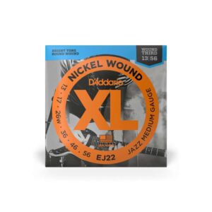 Cuerdas D'Addario XL Nickel Jazz Medium Wound Third para Guitarra Eléctrica 13-56 (EJ22)
