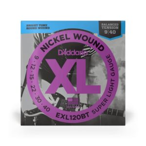 Cuerdas D'Addario XL Nickel Balanced Tension Super Light para Guitarra Eléctrica 09-40 (EXL120BT)