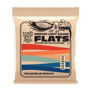 Cuerdas Ernie Ball Medium Light Stainless Steel Flatwound para Guitarra Eléctrica 12-52 (P02582)
