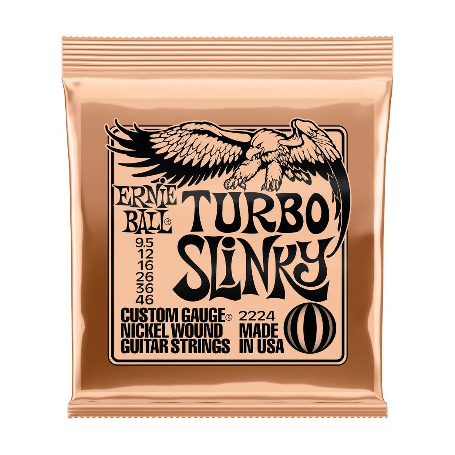 Cuerdas Ernie Ball Turbo Slinky Nickel Wound para Guitarra Eléctrica 9.5-46 (P02224)