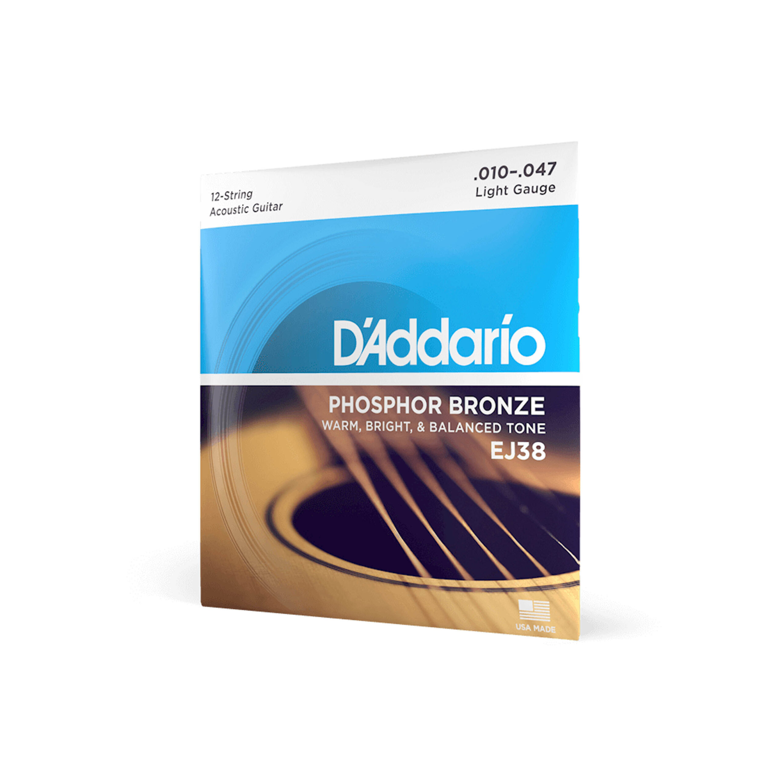 Cuerdas D'Addario Phosphor Bronze Light 12-String para Guitarra Acústica 10-47 (EJ38)