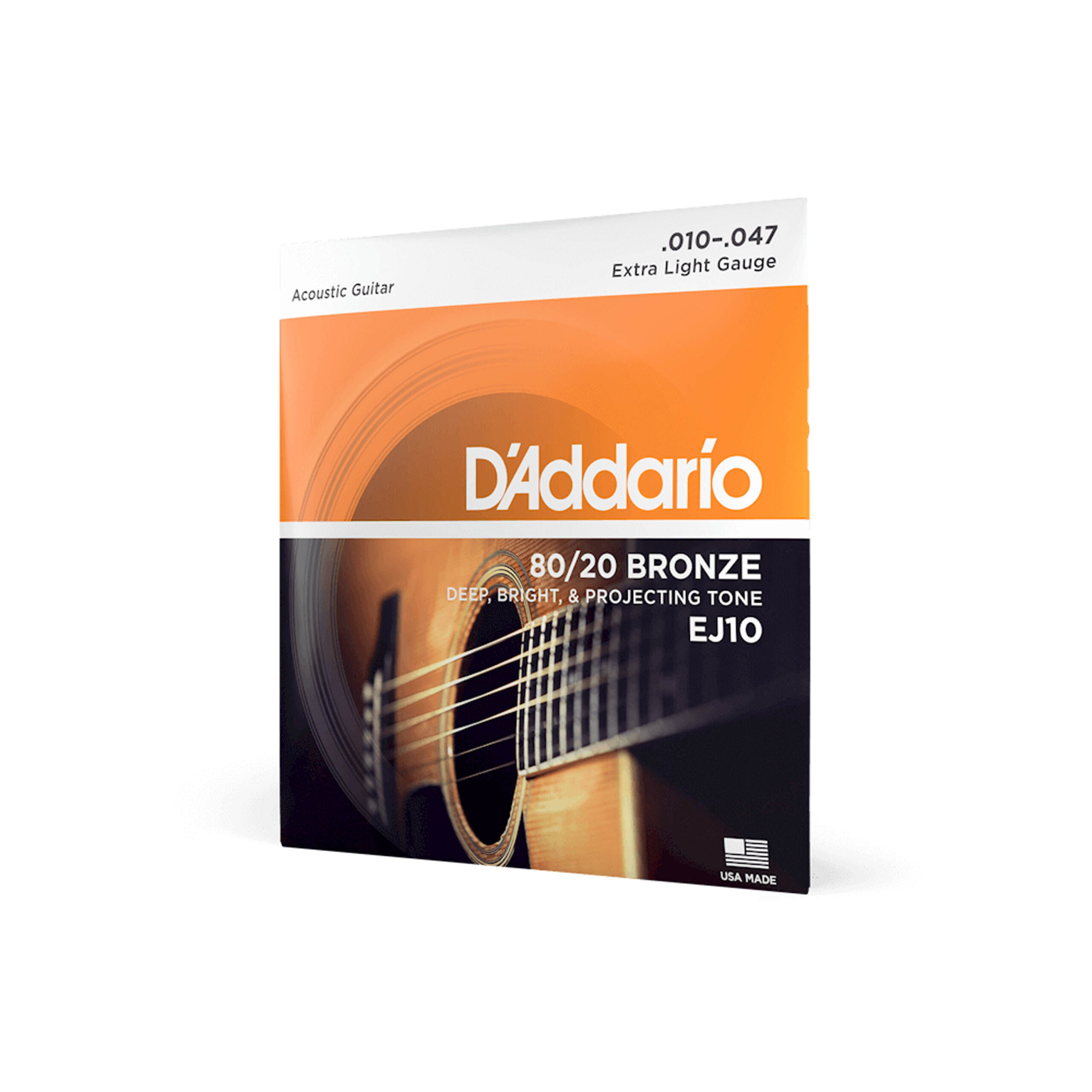 Cuerdas D'Addario 80/20 Bronze Extra Light para Guitarra Acústica 10-47 (EJ10)
