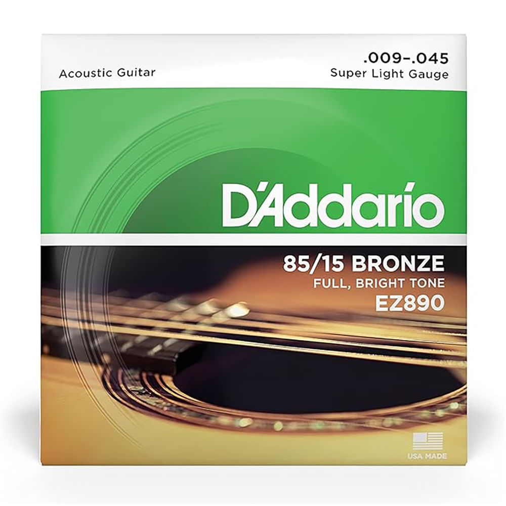 Cuerdas D'Addario EZ 85/15 Bronze Super Light para Guitarra Acústica 09-45 (EZ890)