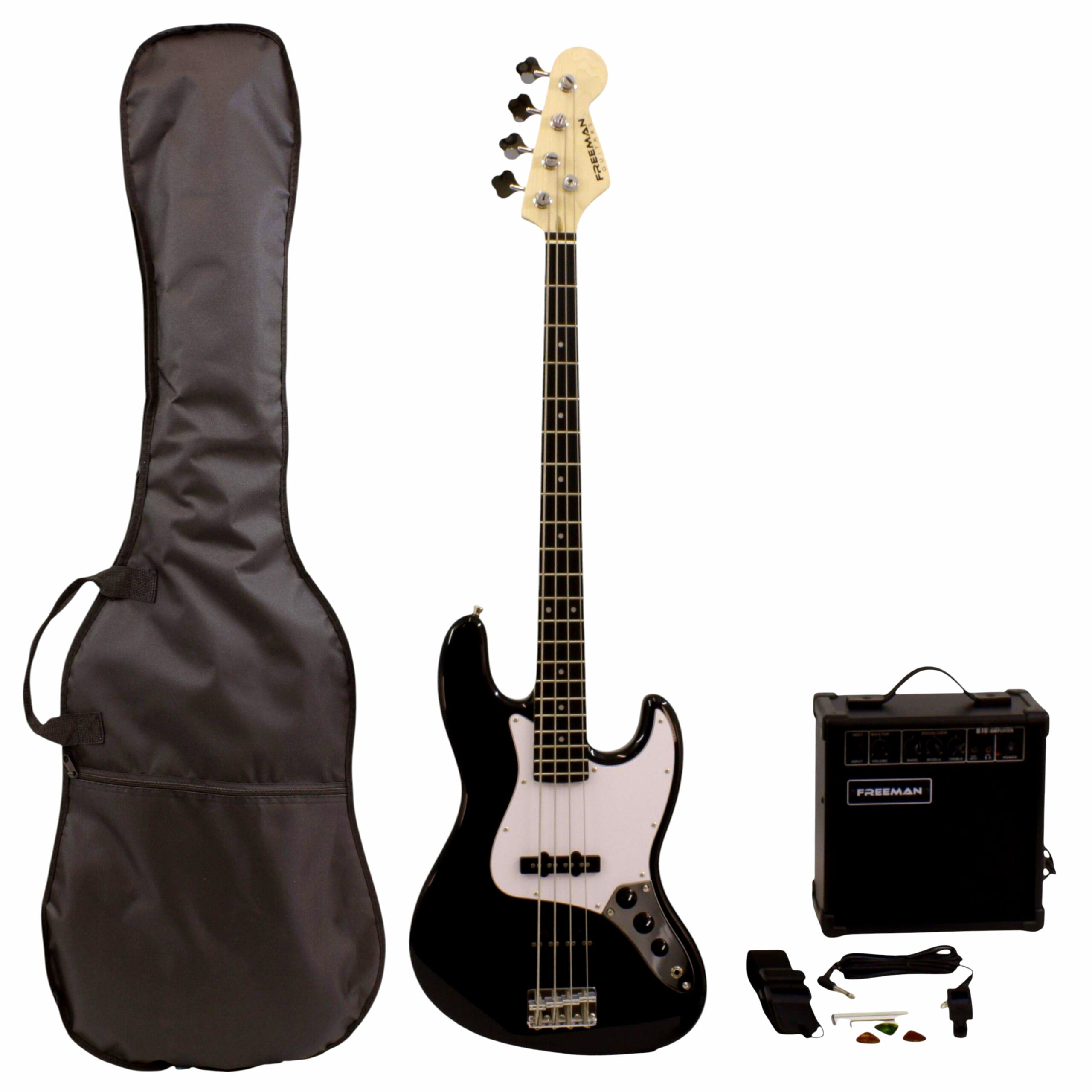 Pack Bajo Eléctrico Freeman Rockstarter Black 4 Cuerdas