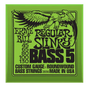 Cuerdas Ernie Ball Regular Slinky Nickel Wound 5-String para Bajo Eléctrico 45-130 (P02836)