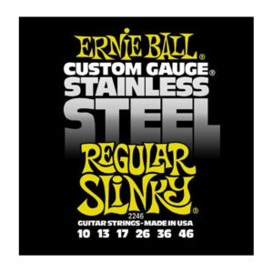 Cuerdas Ernie Ball Regular Slinky Stainless Steel para Guitarra Eléctrica 10-46 (P02246)
